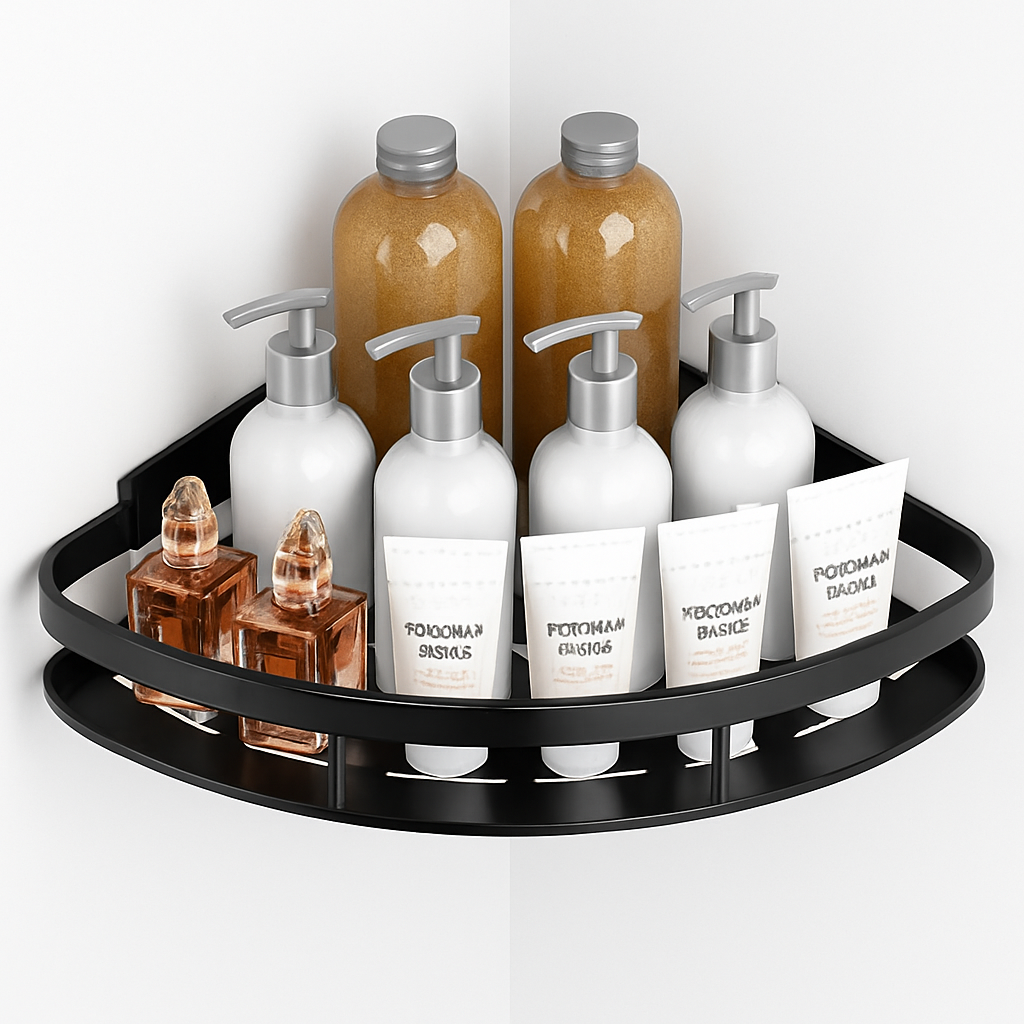 étagère murale en aluminium pour shampoing et maquillage sans perçage - vue 3 sur 6