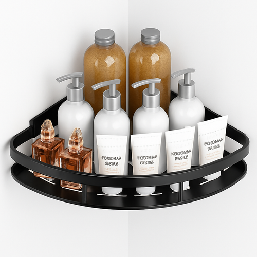 étagère murale en aluminium pour shampoing et maquillage sans perçage - vue 4 sur 6