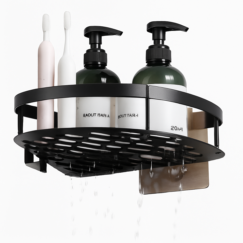 étagère murale en aluminium pour shampoing et maquillage sans perçage - vue 4 sur 6