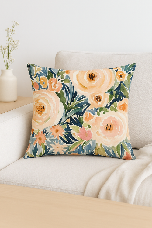 taie d'oreiller carrée fleurs 45 cm x 45 cm - vue 2 sur 2