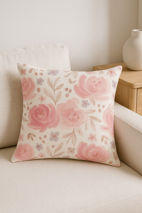 taie d'oreiller carrée fleurs style frais 45x45 cm - vue 2 sur 2