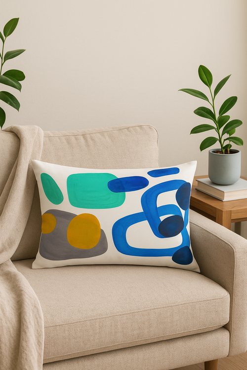 taie d'oreiller décorative avec motifs géométriques et soutien lombaire - vue 2 sur 2