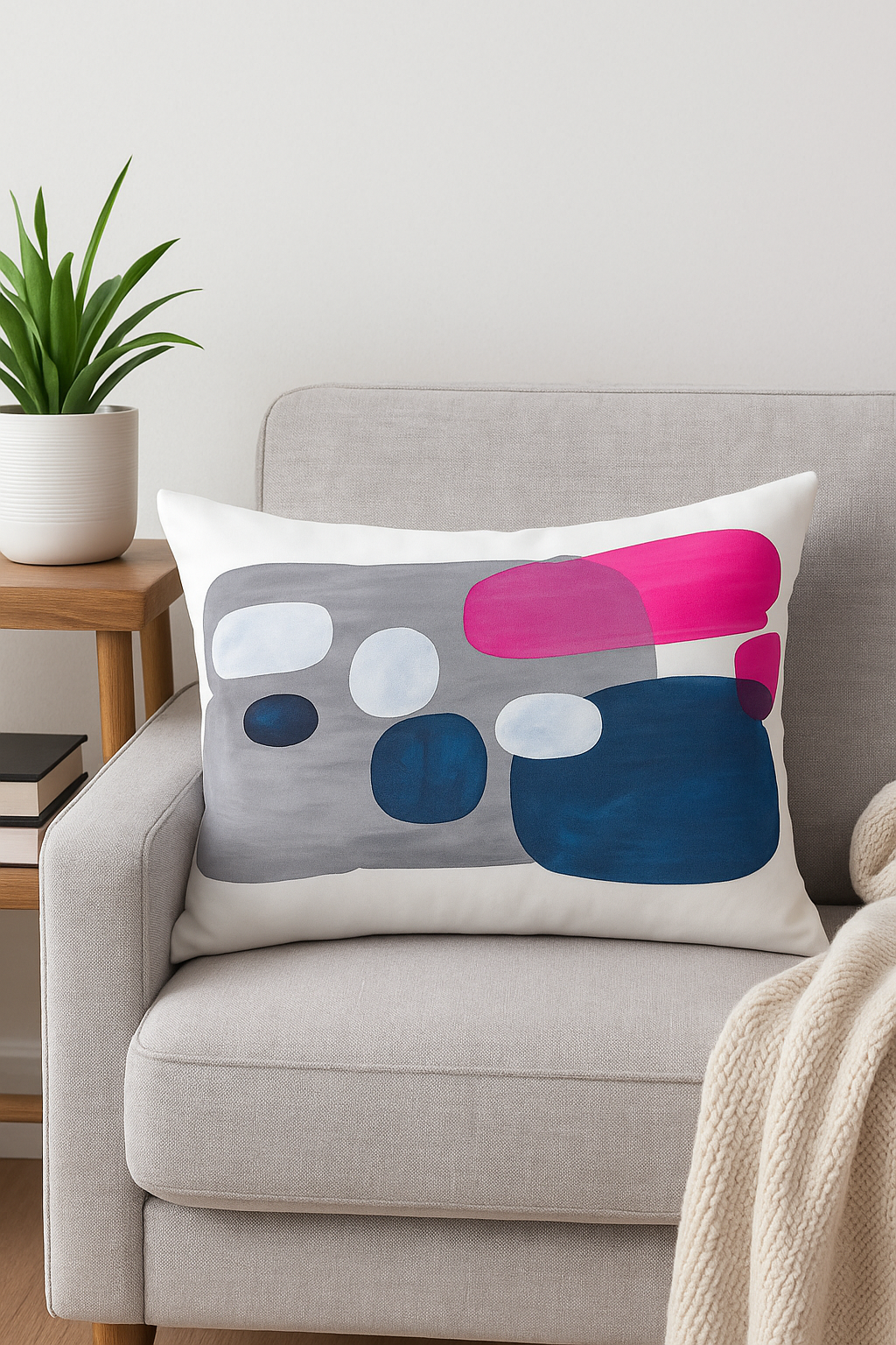 taie d'oreiller rectangulaire avec motifs géométriques décoratifs - vue 2 sur 2