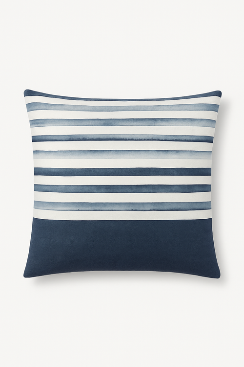 taie d'oreiller rectangulaire motifs fleurs feuilles bleues décorative - vue 3 sur 3
