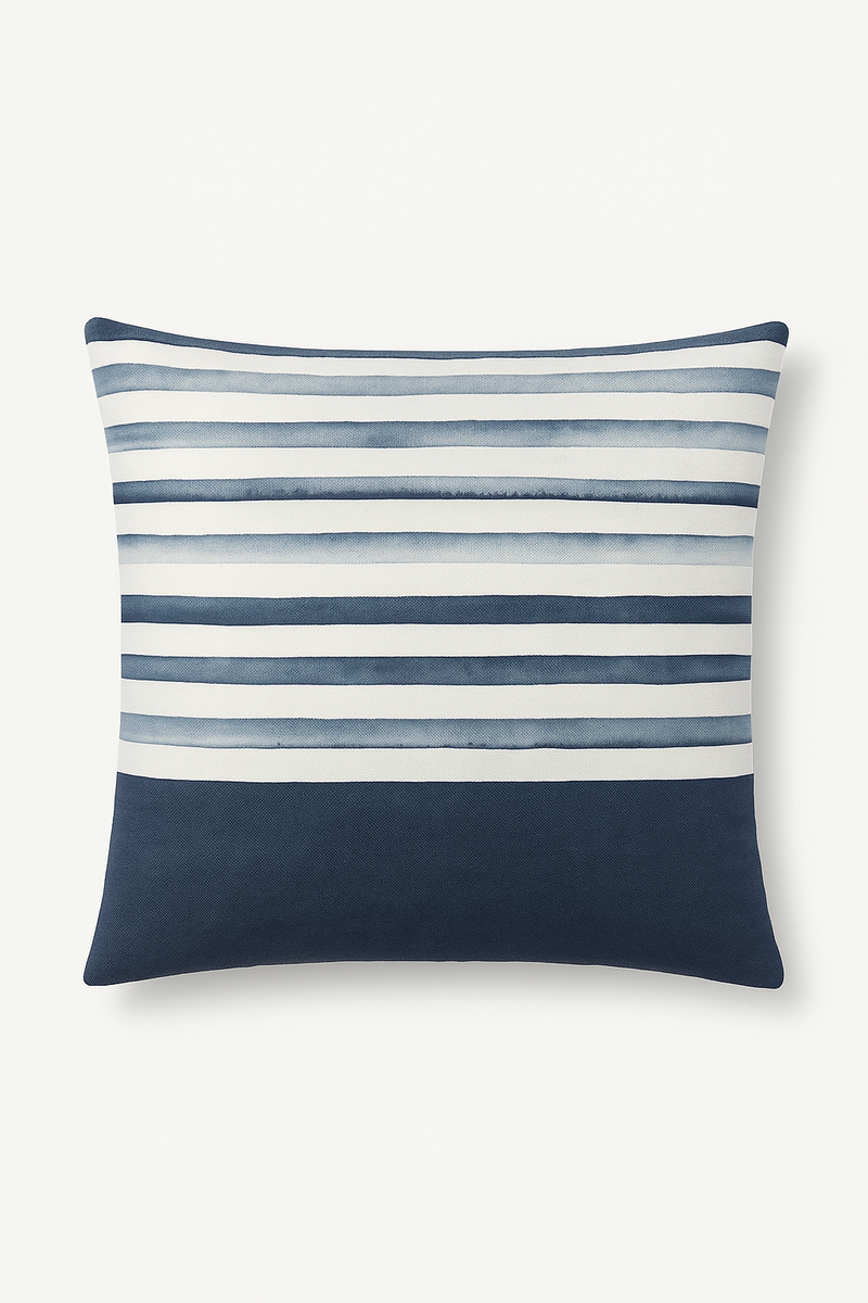 taie d'oreiller rectangulaire motifs fleurs feuilles bleues décorative