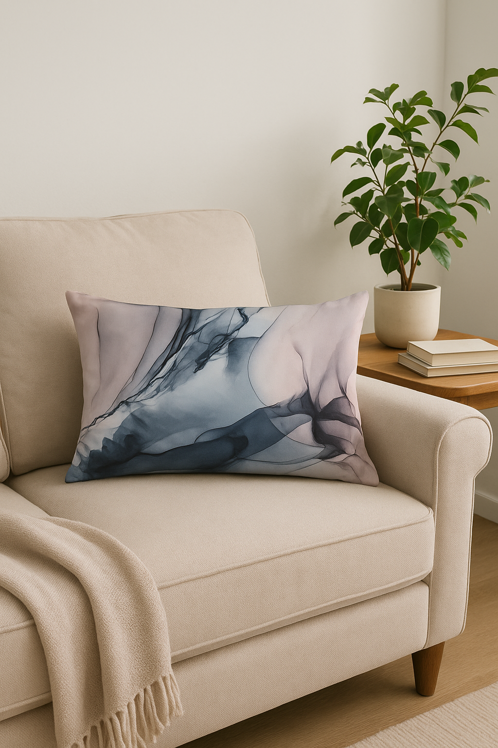 taie d'oreiller rectangulaire polyester rayures aquarelle chinoises - vue 2 sur 2