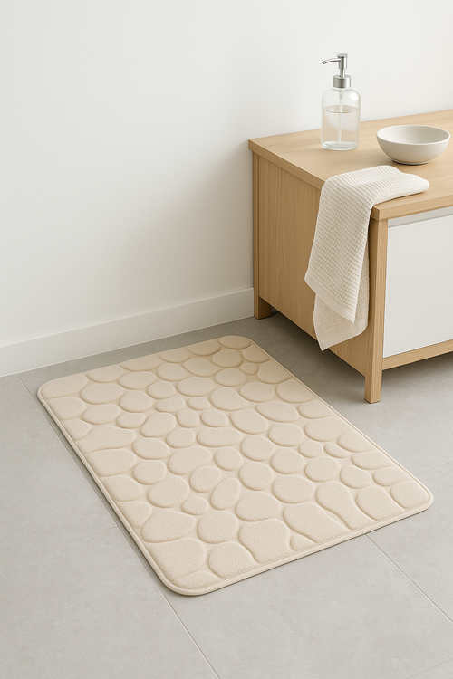 Tapis de bain 3d effet pavés antidérapant absorbant - vue 2 sur 2