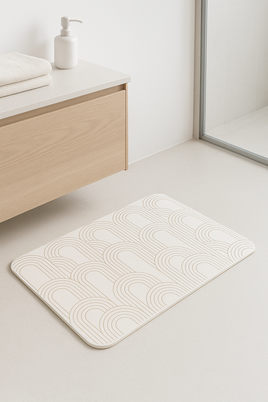 Tapis de bain antidérapant diatomite rayures géométriques modernes - vue 2 sur 2