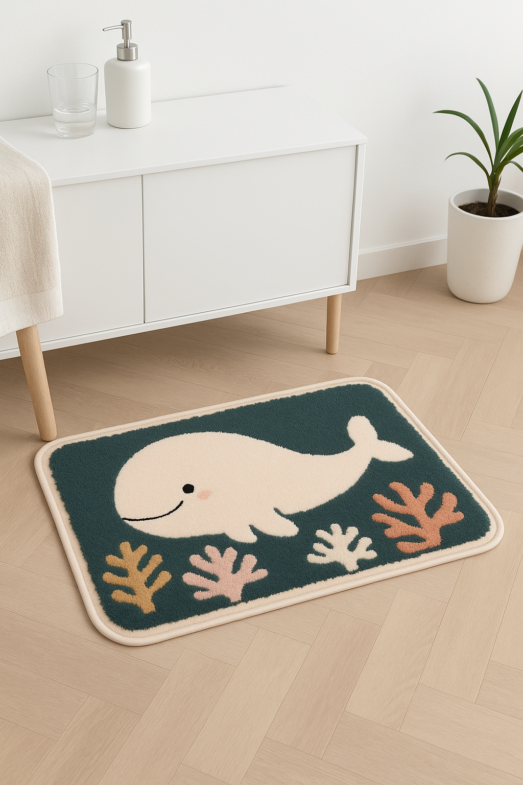 Tapis de bain antidérapant flanelle motif moderne - vue 2 sur 2