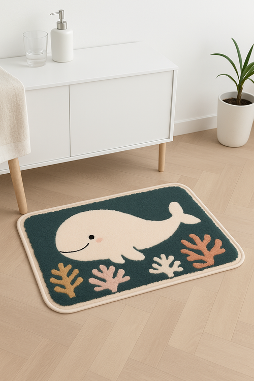 Tapis de bain antidérapant flanelle motif moderne - vue 2 sur 2