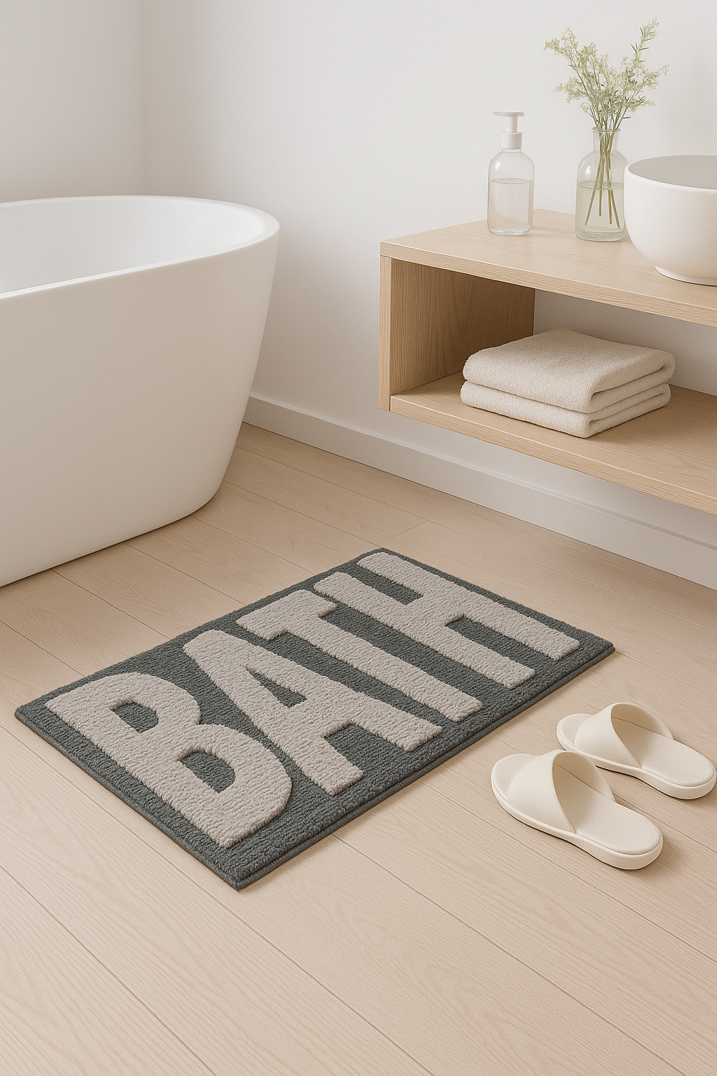 Tapis de bain antidérapant motif lettres spa mignon - vue 2 sur 2