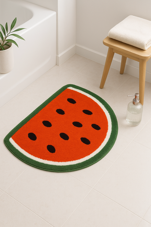 tapis de bain antiderapant motif pasteque doux absorbant - vue 2 sur 2