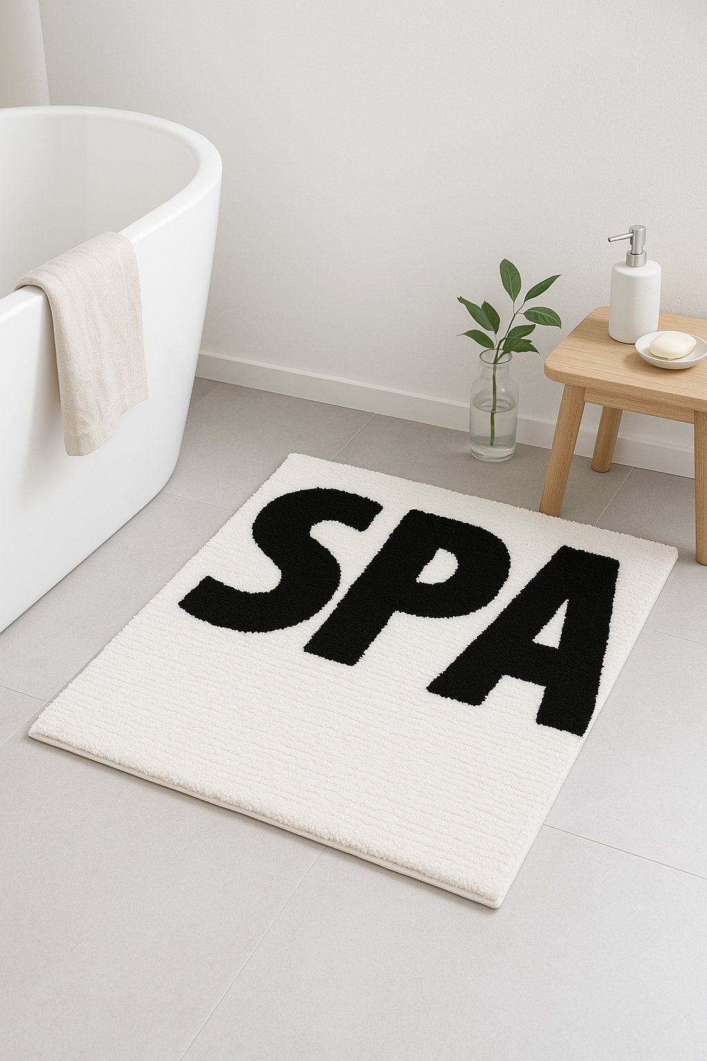 Tapis de bain antiderapant motif spa mignon doux