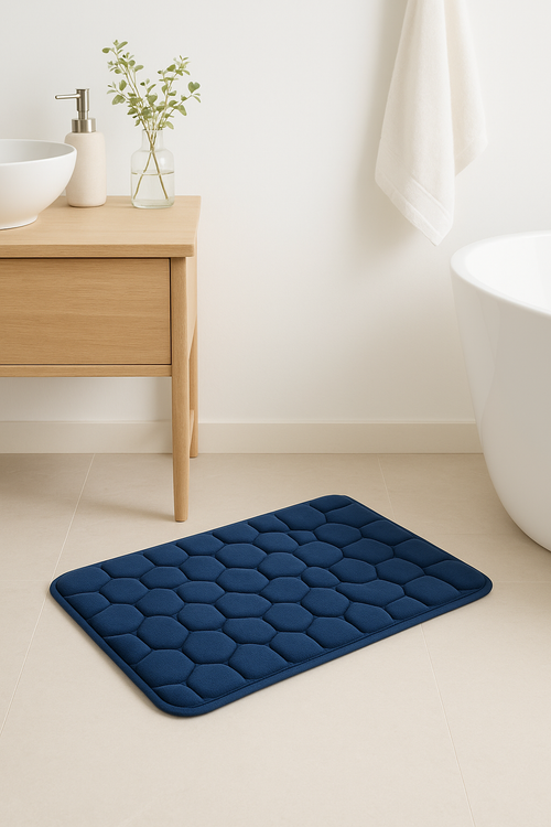 tapis de bain antidérapant mousse mémoire motif pavés - vue 2 sur 2