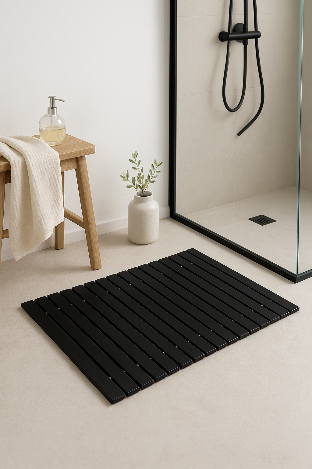 tapis de bain bambou antidérapant style naturel maison - vue 2 sur 2