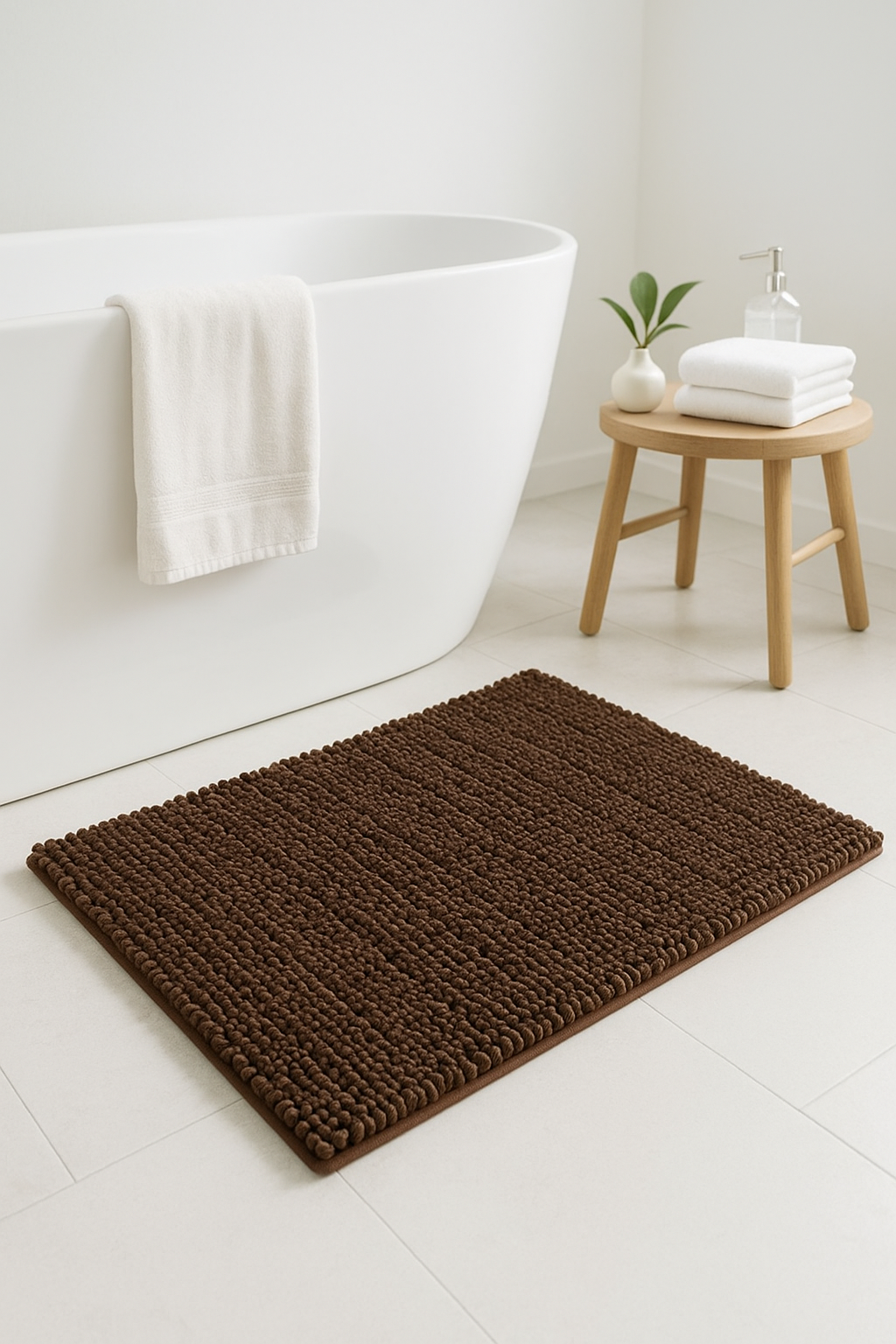 tapis de bain chenille antiderapant ultra absorbant moelleux - vue 2 sur 2