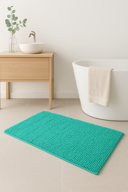Tapis de bain chenille microfibre absorbant antidérapant rayures - vue 2 sur 2