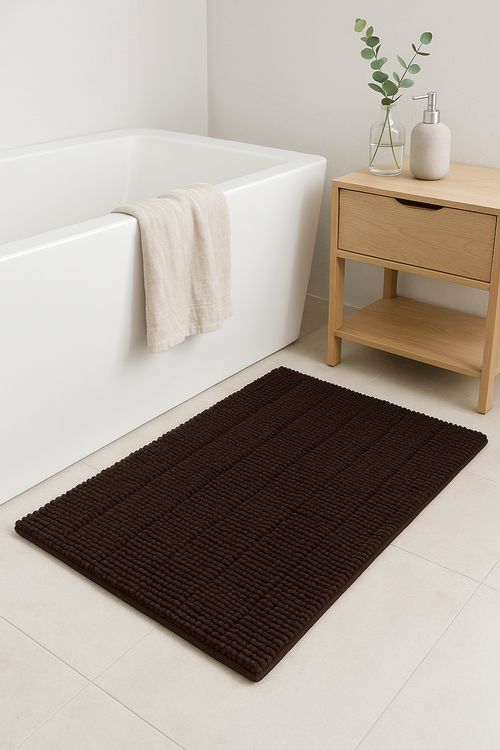 tapis de bain chenille ultra absorbant antidérapant rayé - vue 2 sur 2