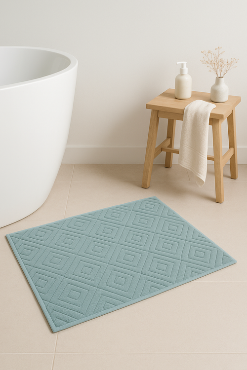 tapis de bain coton ultra doux absorbant motif - vue 2 sur 2