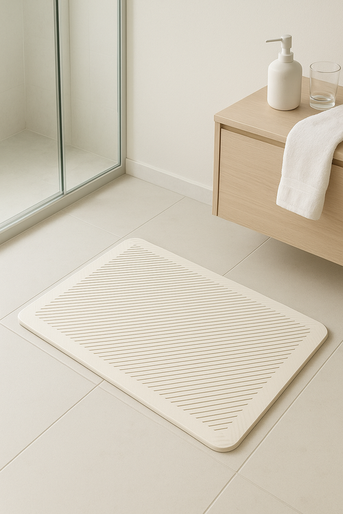 tapis de bain diatomite rayures géométriques antidérapant moderne - vue 2 sur 2