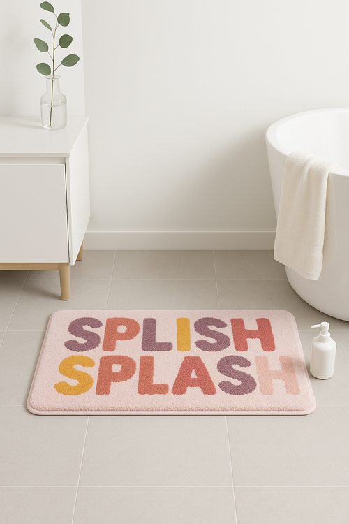 Tapis de bain doux antiderapant motif rayures moderne - vue 2 sur 2