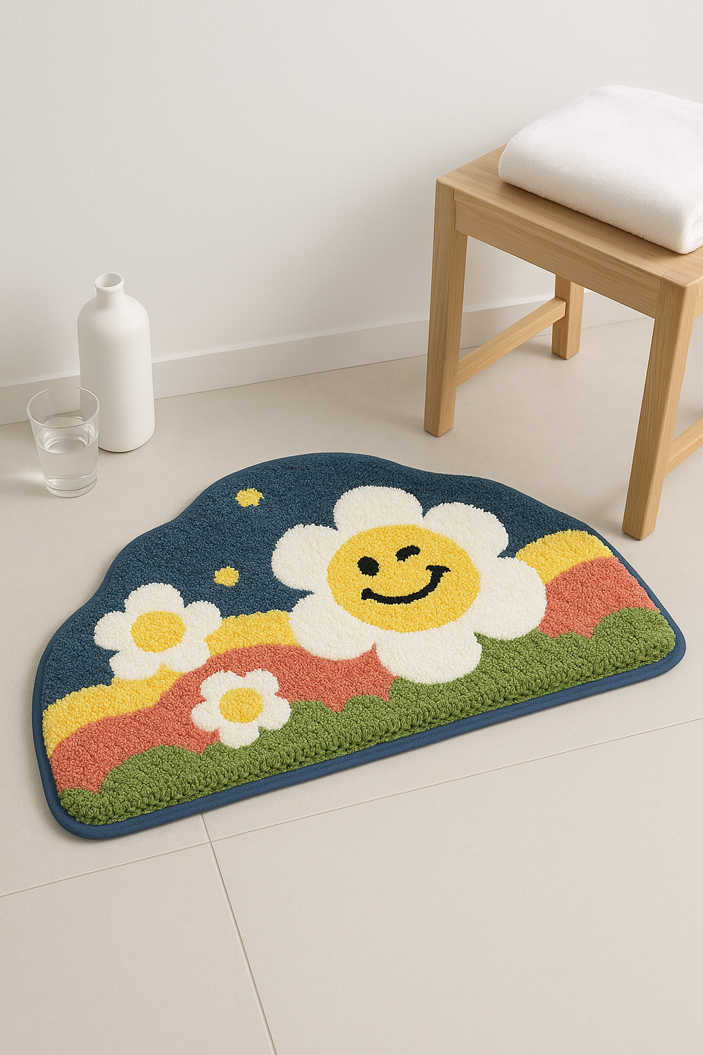 Tapis de bain effet mousse floral shag antidérapant - vue 2 sur 2