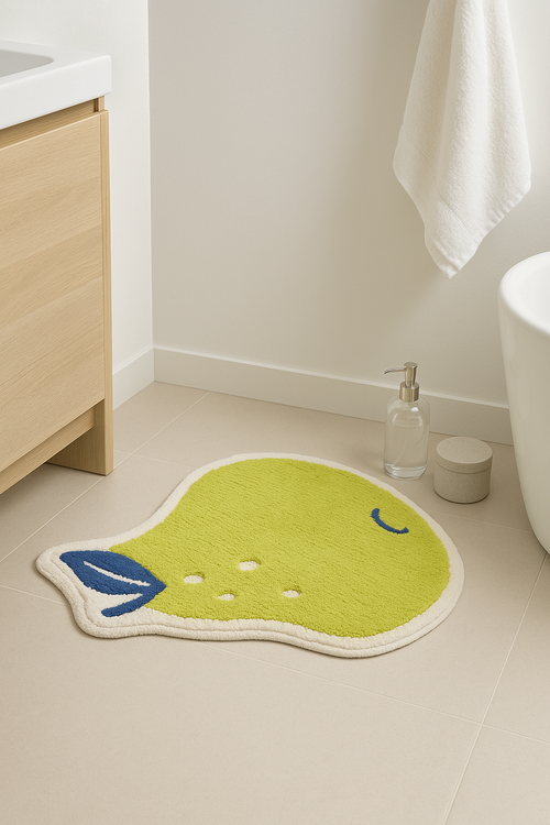tapis de bain enfant motif citron antiderapant microfibre - vue 2 sur 2