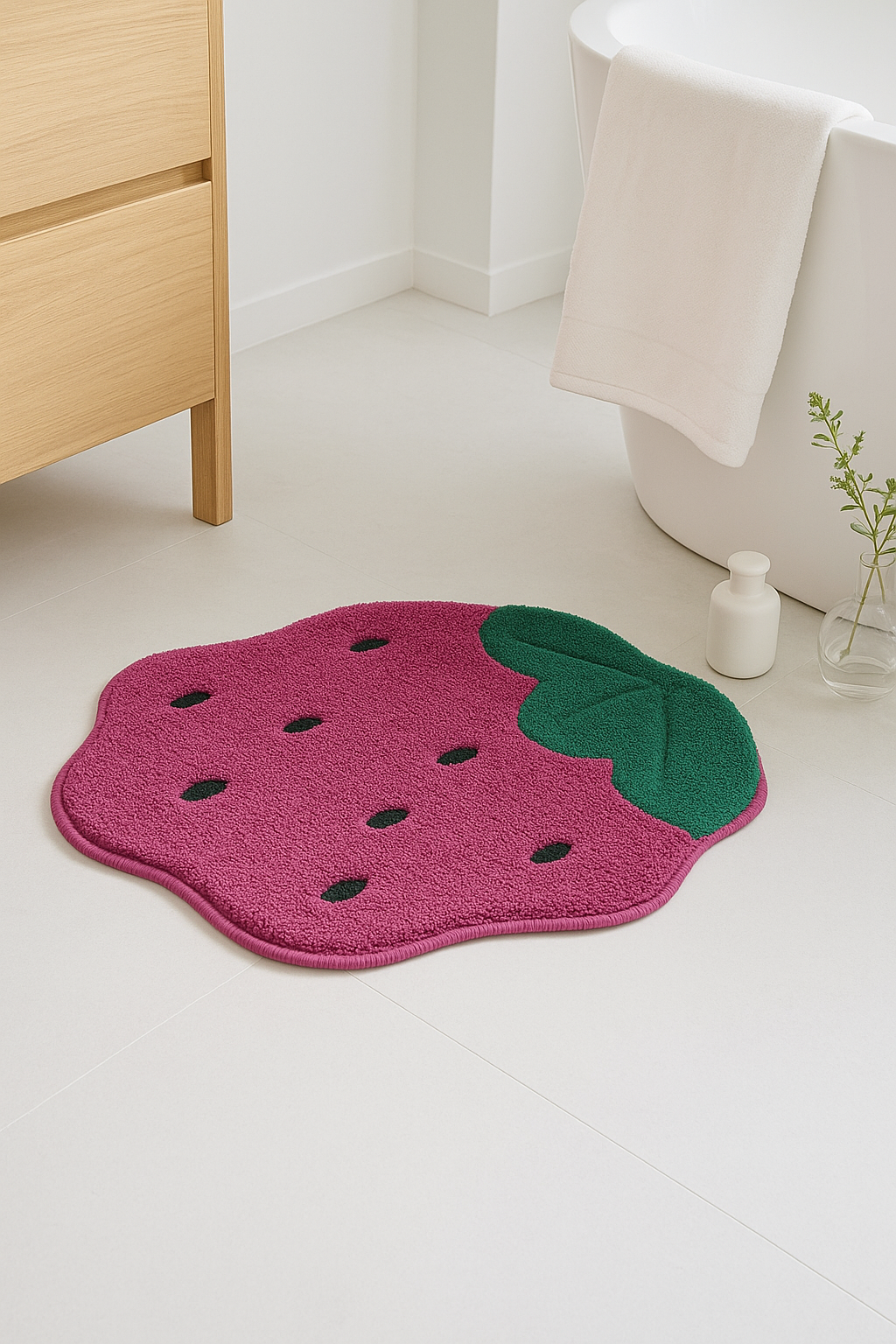 tapis de bain enfant motif citron antiderapant microfibre - vue 2 sur 2