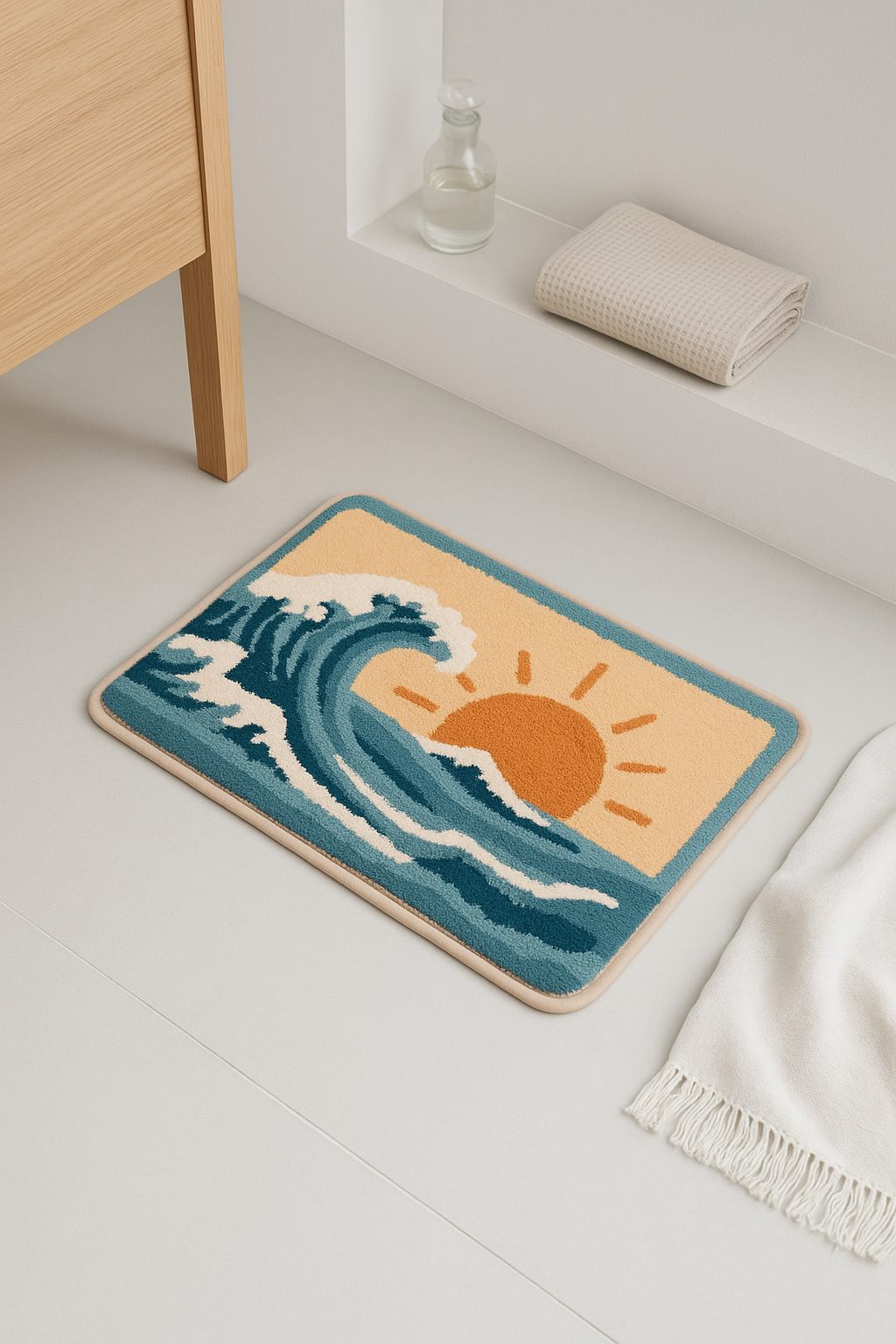 tapis de bain flanelle motif moderne antidérapant - vue 2 sur 2