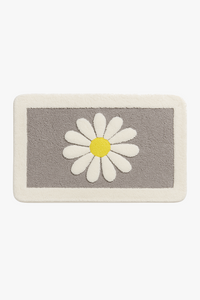 tapis de bain fleurs marguerite microfibre antiderapant lavable