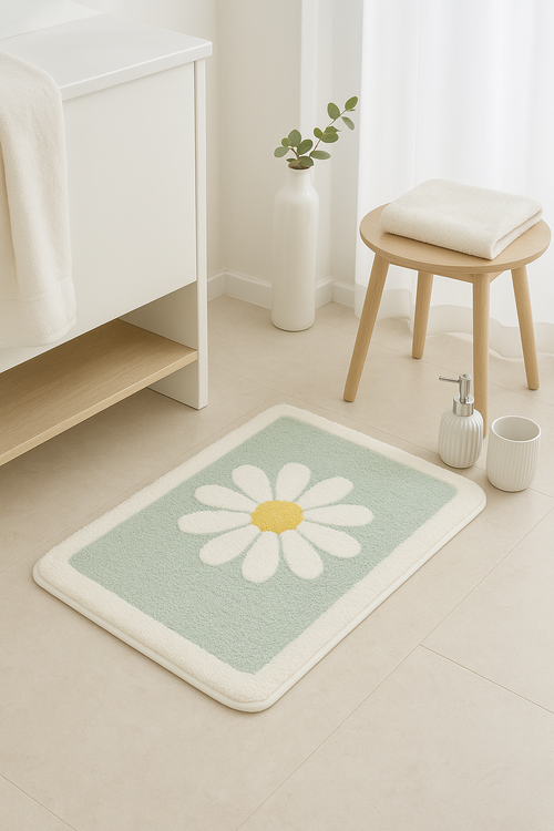 Tapis de bain fleurs mignonnes microfibre antiderapant - vue 2 sur 2