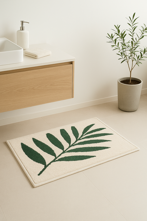 tapis de bain floral microfibre antiderapant absorbant moderne - vue 2 sur 2