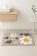 Tapis de bain floral microfibre doux antidérapant absorbant
