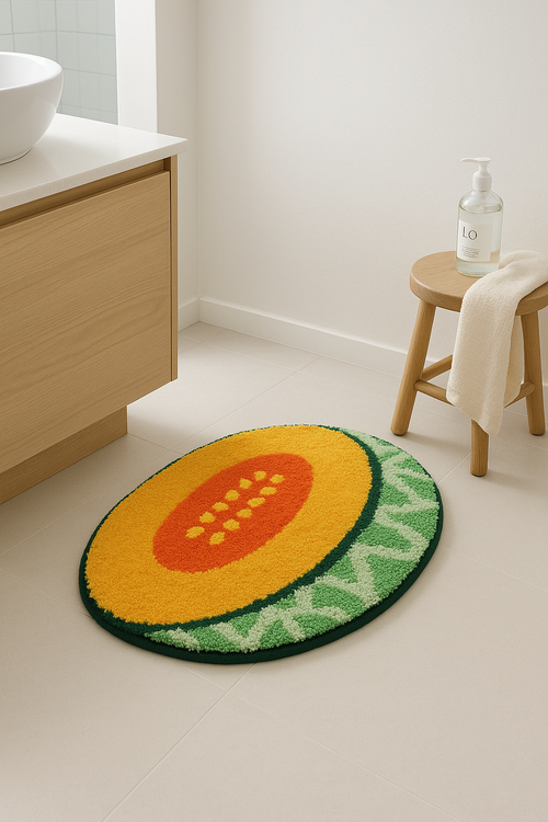 tapis de bain fruit demi rond antiderapant doux - vue 2 sur 2