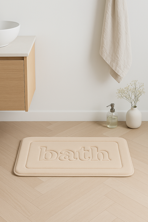 tapis de bain gaufré floral microfibre antiderapant moderne - vue 2 sur 2