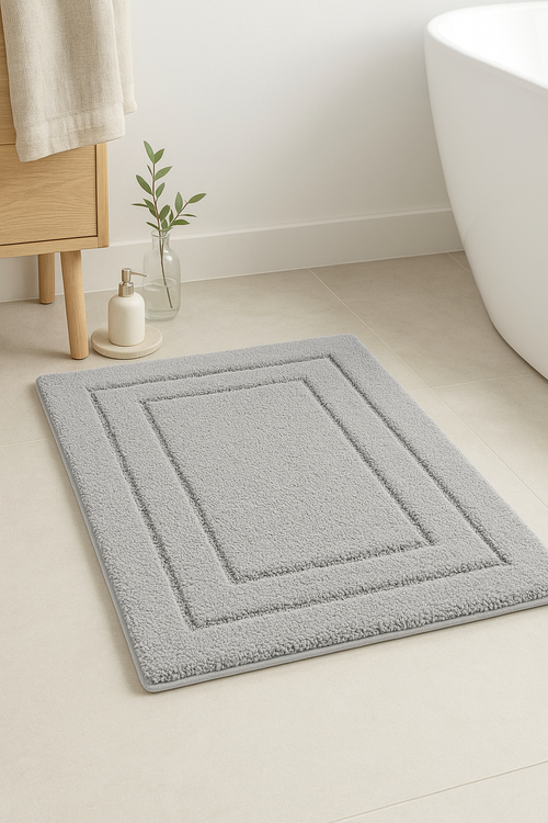 tapis de bain microfiber antidérapant double cadre absorbant - vue 2 sur 2