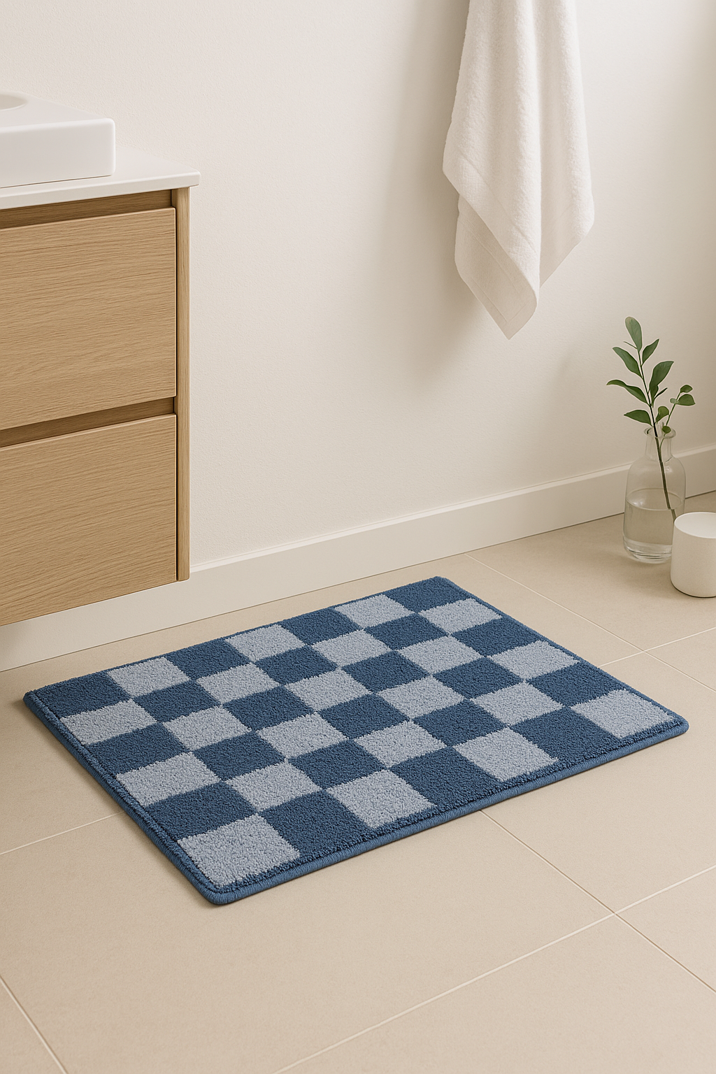 Tapis de bain microfibre absorbant motif floral moderne - vue 2 sur 2
