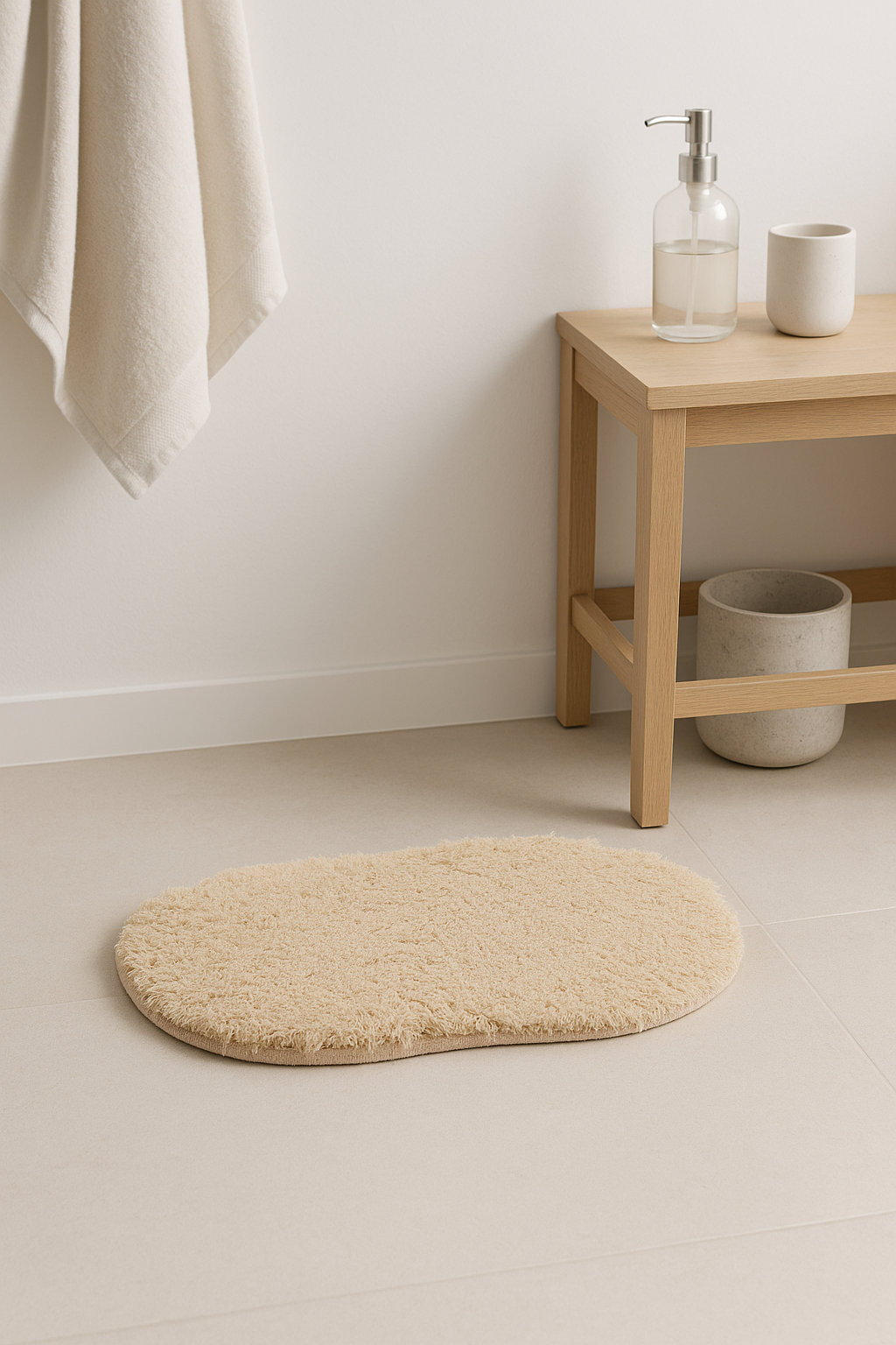 Tapis de bain microfibre antidérapant motif géométrique - vue 2 sur 2