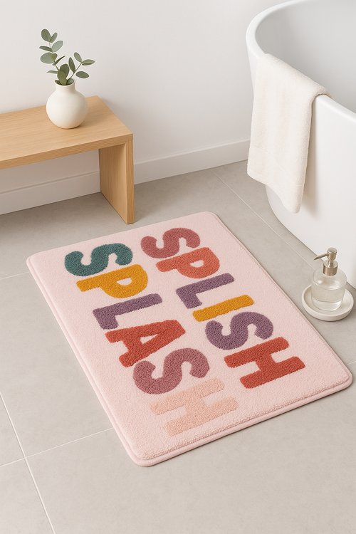 tapis de bain microfibre douce absorbant motif rayé - vue 2 sur 2