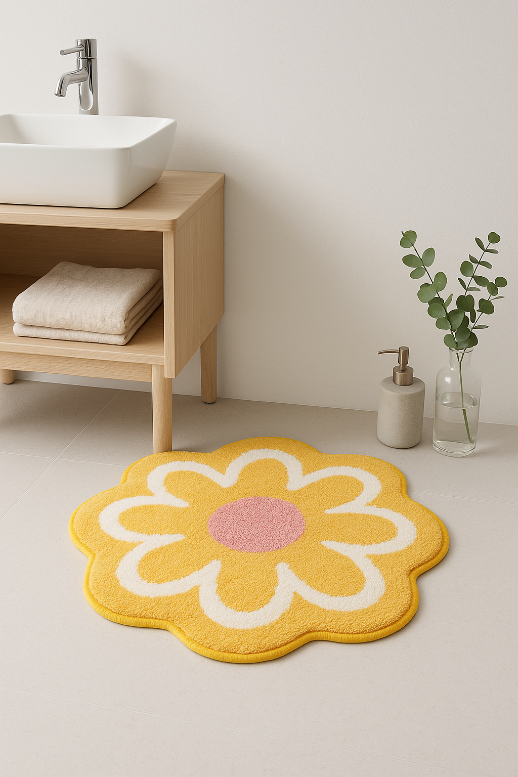 Tapis de bain microfibre motif floral antiderapant absorbant - vue 2 sur 2
