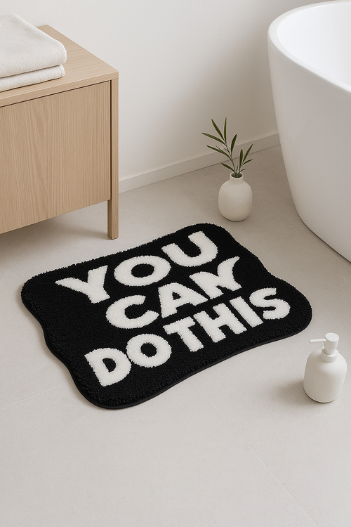 tapis de bain microfibre motif texte fun touffeté - vue 2 sur 2