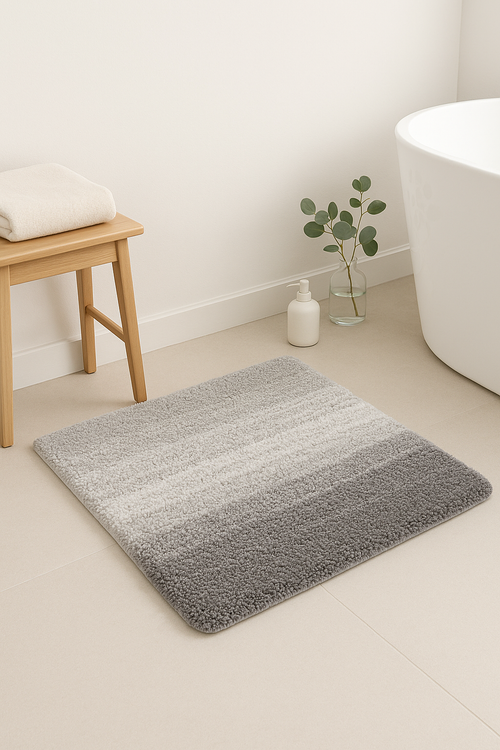 tapis de bain moelleux absorbant antidérapant polyester uni - vue 2 sur 2