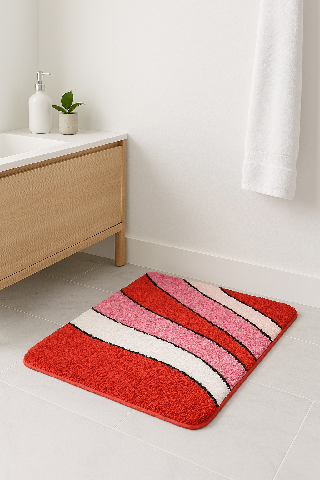 Tapis de bain moelleux microfibre antiderapant motif cartoon - vue 2 sur 2
