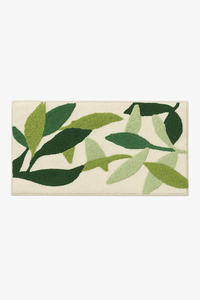 Tapis de bain motif feuilles microfibre antidérapant doux