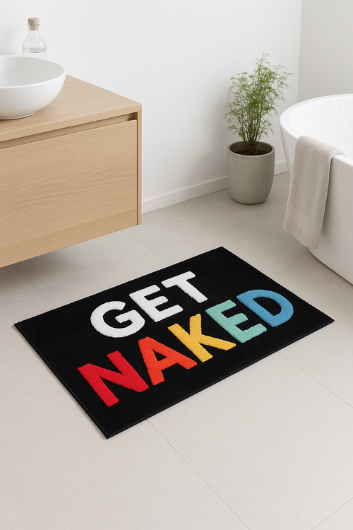Tapis de bain motif get naked shaggy moelleux - vue 2 sur 2