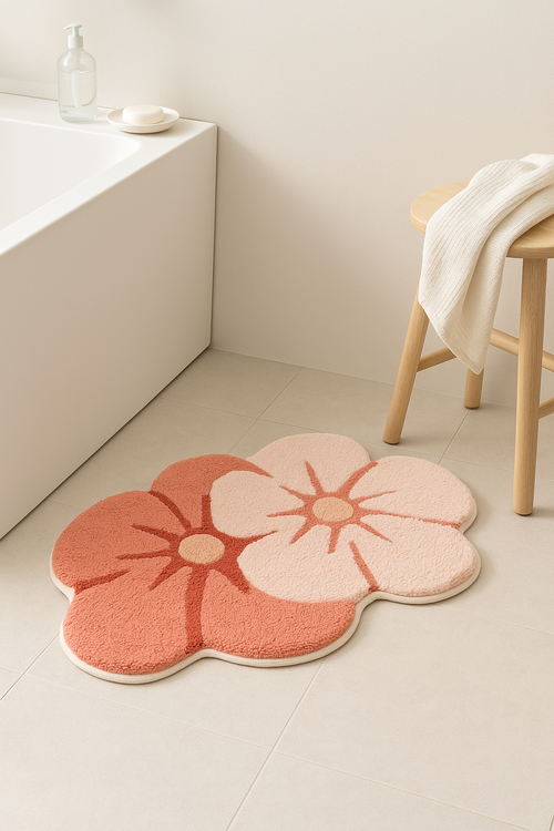 tapis de bain motif mousse floral doux antiderapant - vue 2 sur 2