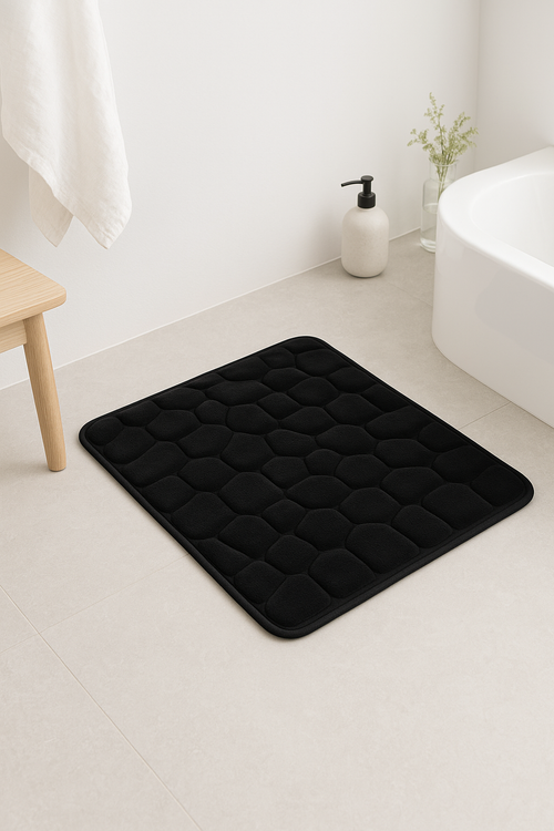 Tapis de bain motif pavés mousse mémoire antidérapant - vue 2 sur 2