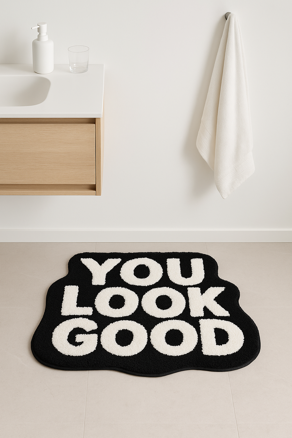 tapis de bain motif texte amusant microfibre duveteux - vue 2 sur 2