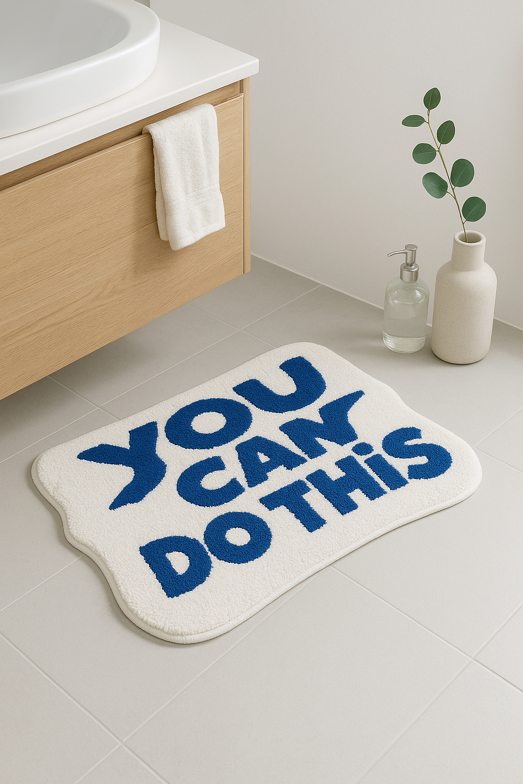Tapis de bain motif texte drôle cartoon microfibre - vue 2 sur 2