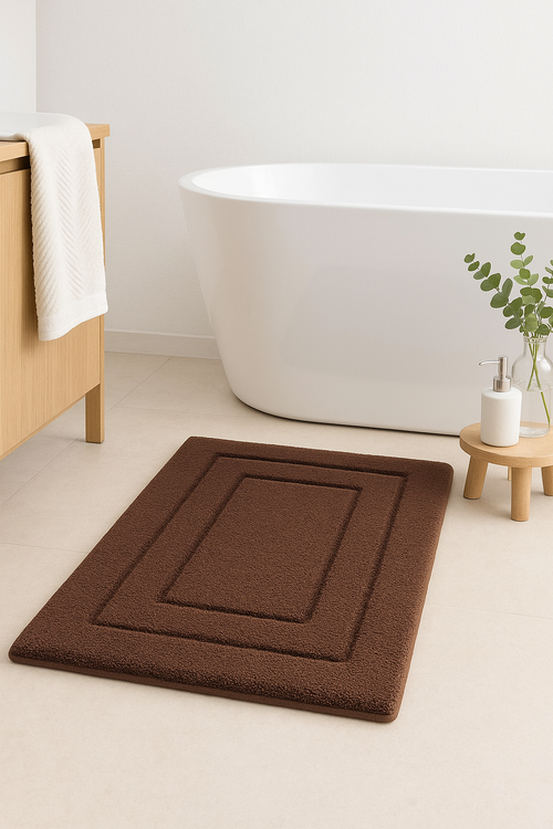 tapis de bain velours double cadre antidérapant absorbant - vue 2 sur 2